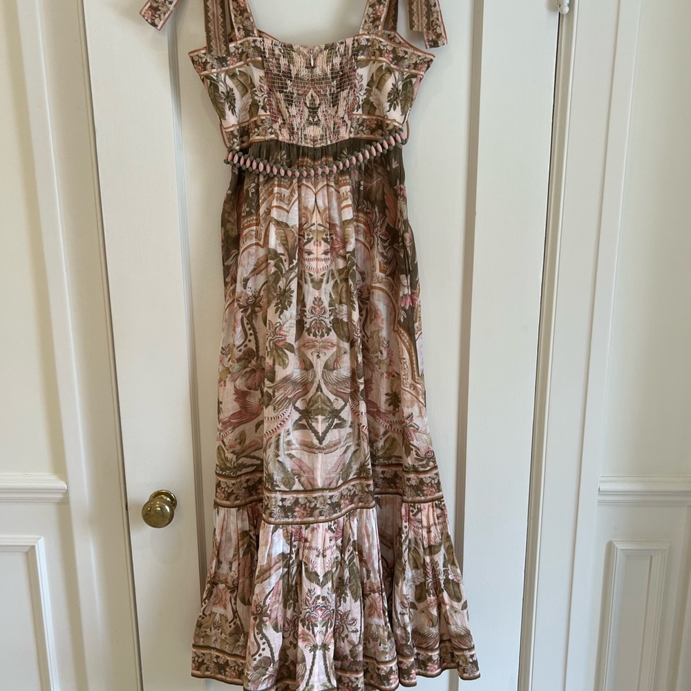 Zimmermann Cream and Pink Sleeveless Maxi Sundress - Picture 6 of 8